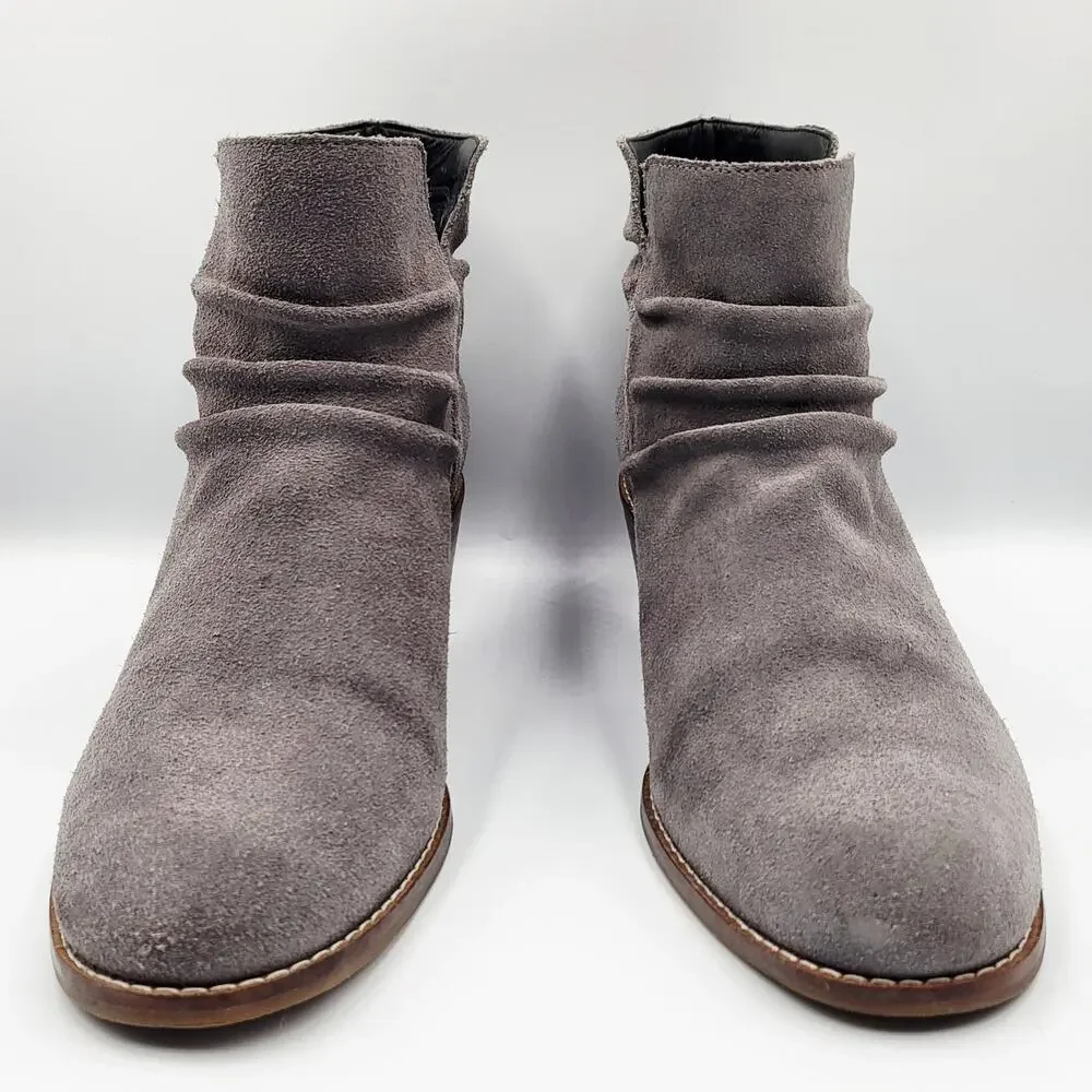 Cole Haan Alayna Gray Suede Slouch Ankle Booties Stacked Block Heel Women’s Sz 7 - Picture 5 of 11